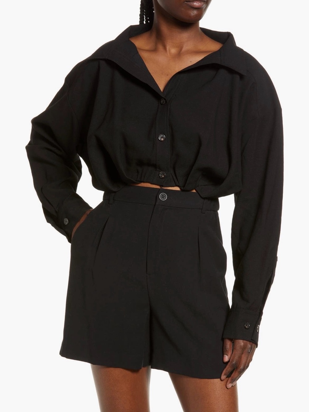 ASOS Black Cropped Button-Down Shirt